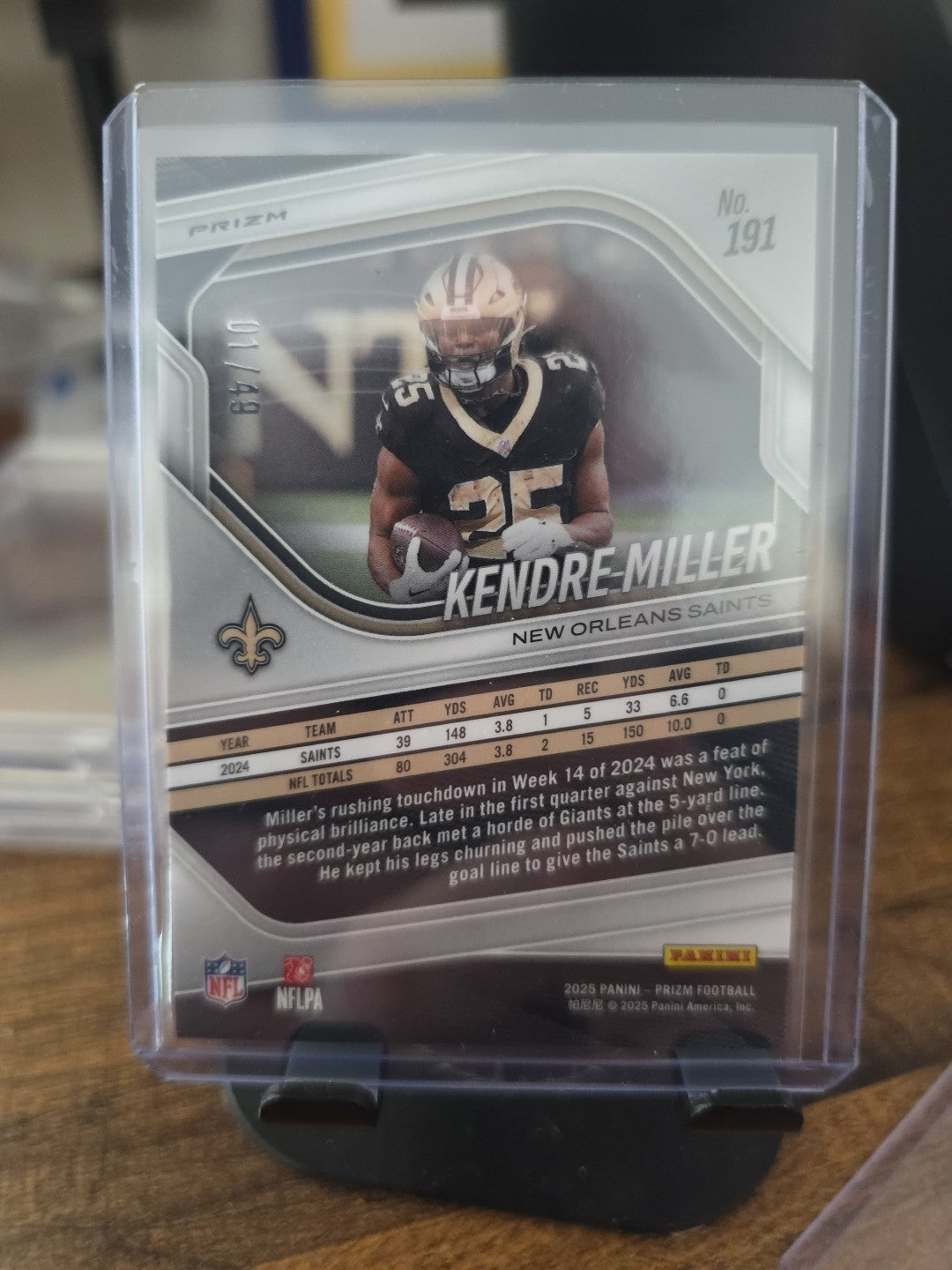 KENDRE MILLER 2025 PANINI PRIZM RED SHIMMER FOTL SAINTS /49 Q0234