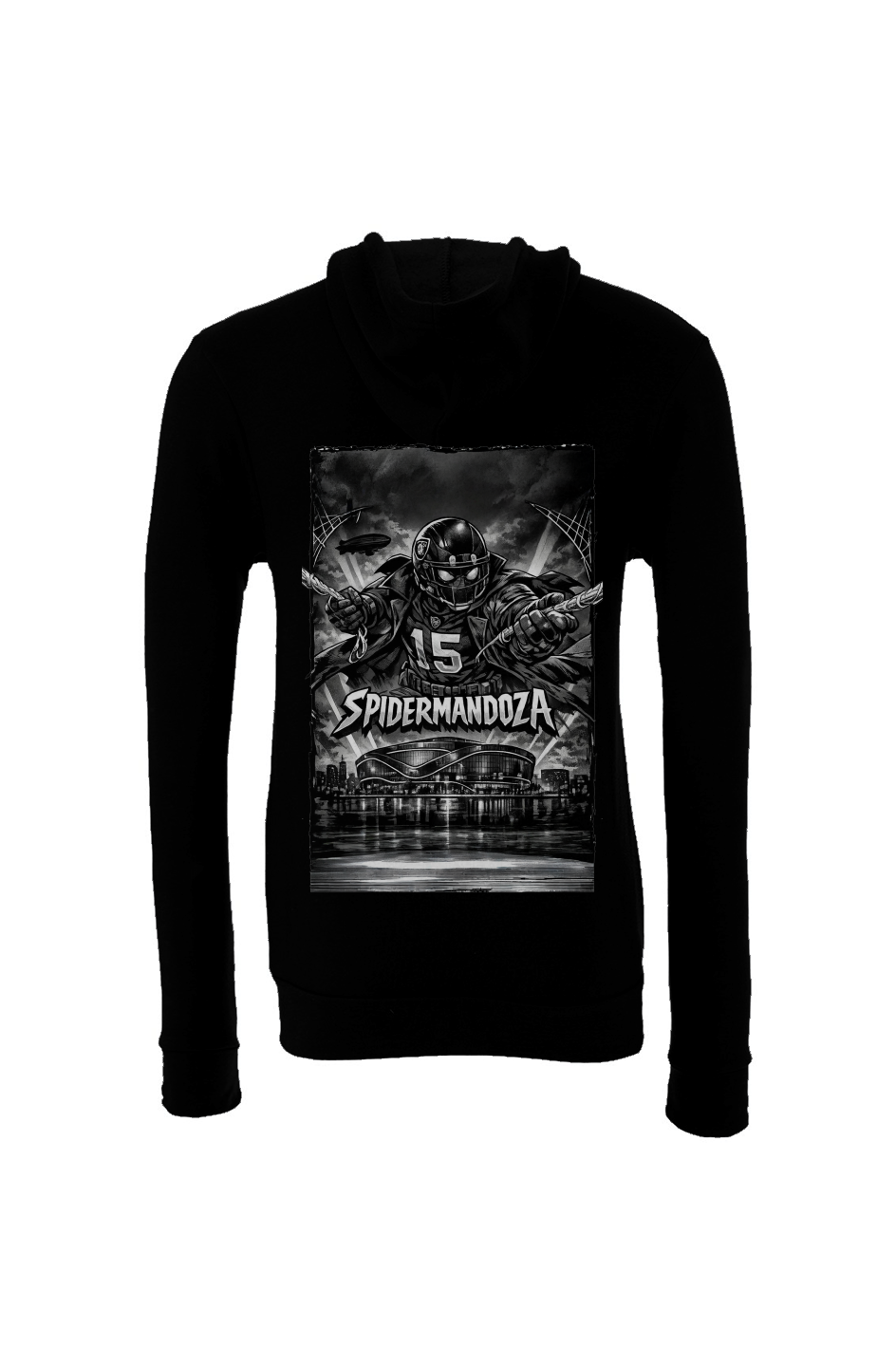 Spidermandoza -- Fernando Mendoza Raiders Fantasy Football Sponge Fleece Hoodie