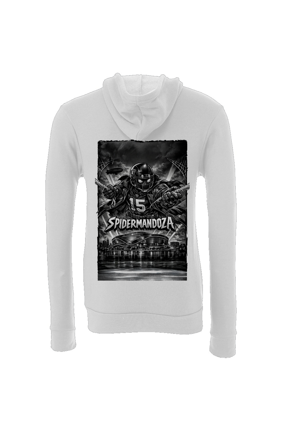 Spidermandoza -- Fernando Mendoza Raiders Fantasy Football Sponge Fleece Hoodie