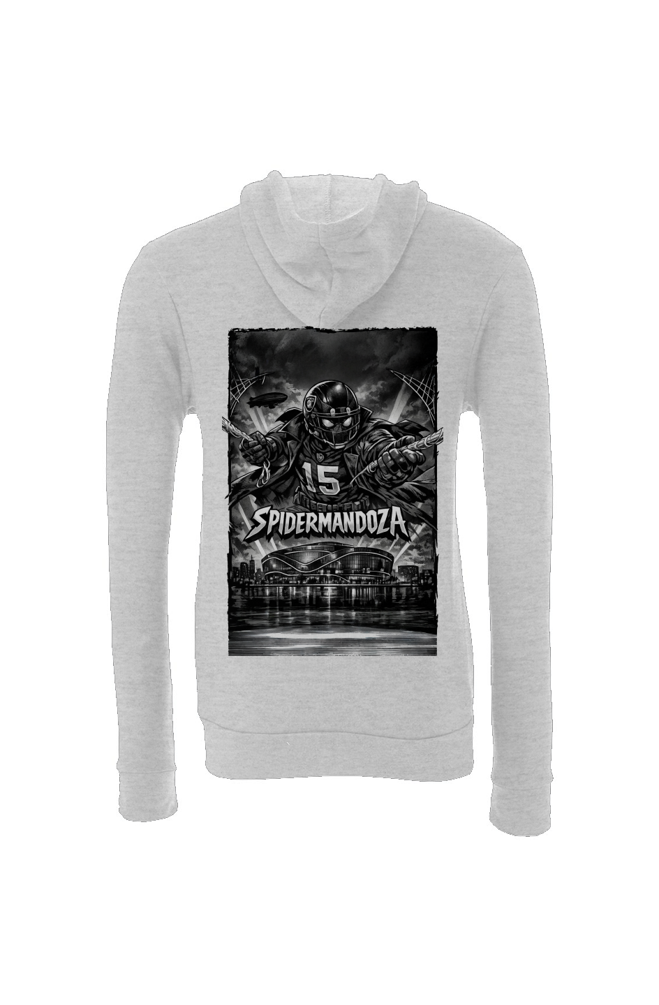 Spidermandoza -- Fernando Mendoza Raiders Fantasy Football Sponge Fleece Hoodie