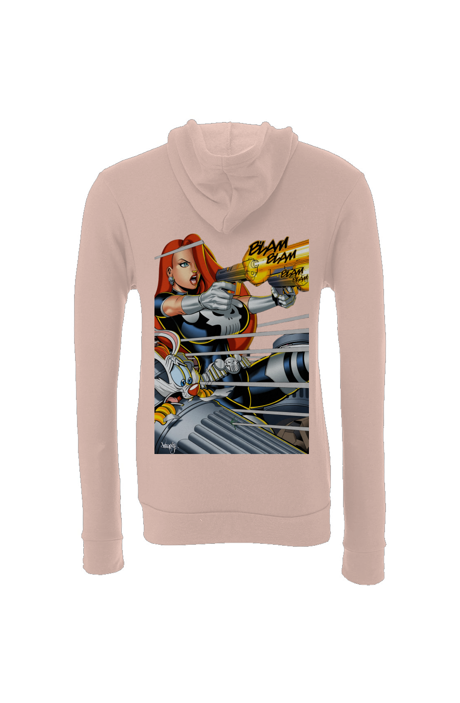 Jessica Rabbit is The Punisher -- Marvel Disney Mashup Fantasy Sponge Fleece Hoodie