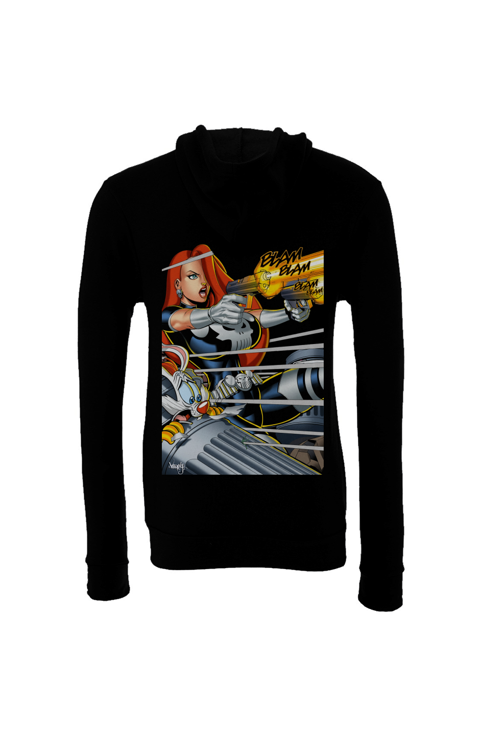 Jessica Rabbit is The Punisher -- Marvel Disney Mashup Fantasy Sponge Fleece Hoodie