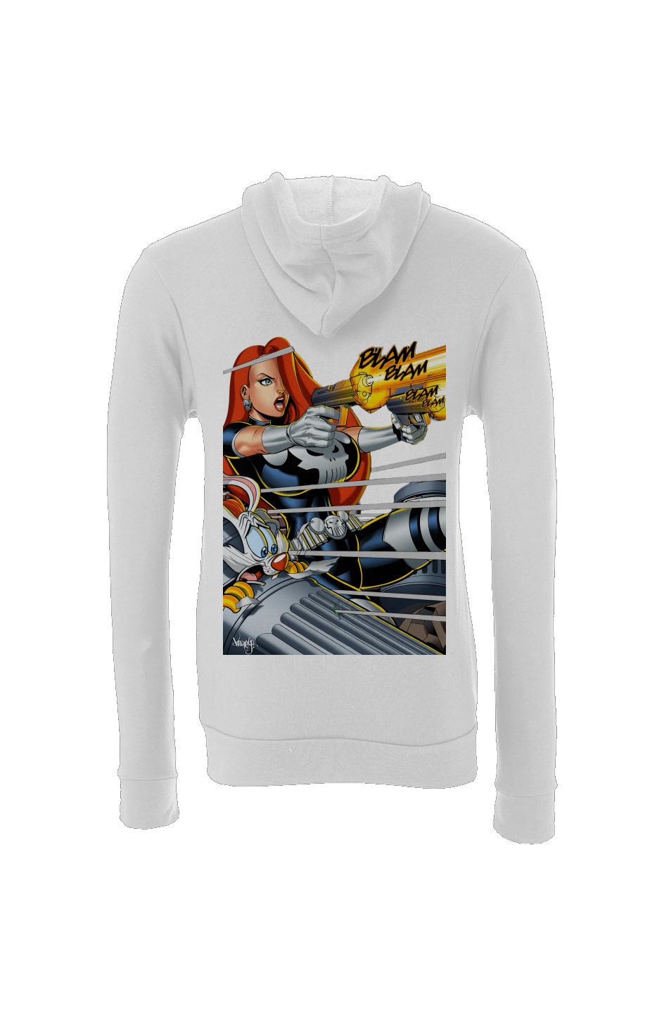 Jessica Rabbit is The Punisher -- Marvel Disney Mashup Fantasy Sponge Fleece Hoodie
