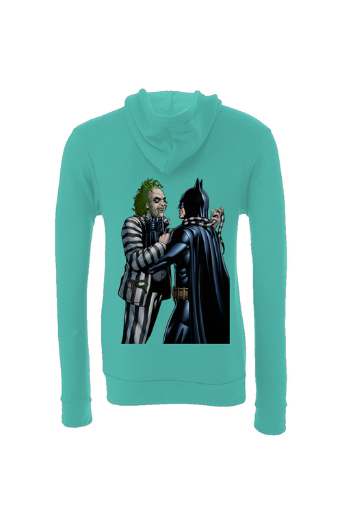 Batman Vs Beetlejuice -- Burtonverse Fantasy Mashup Sponge Fleece Hoodie