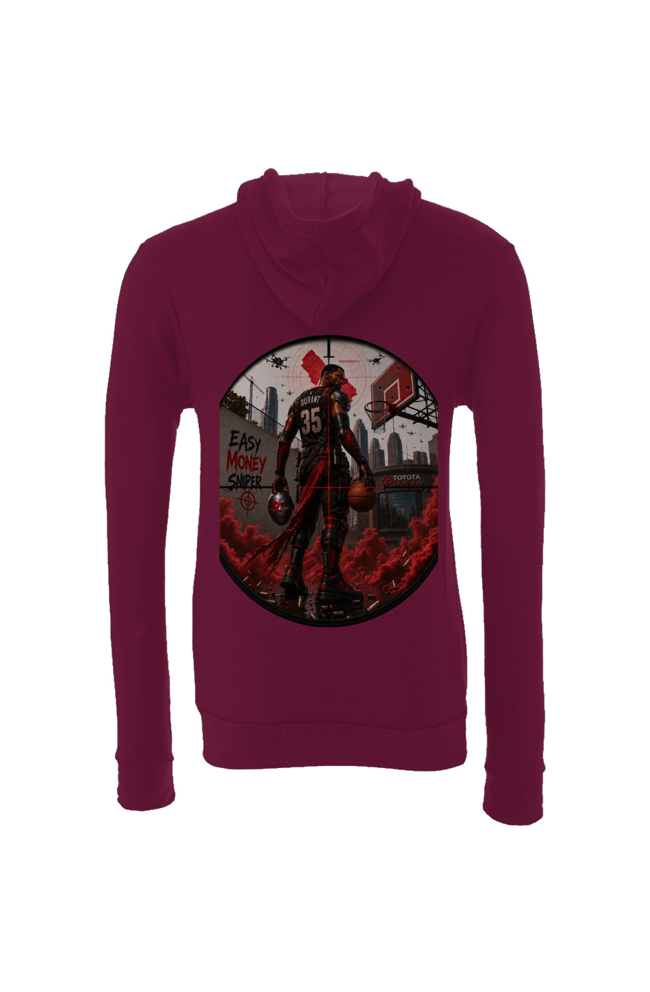 Kevin Durant is Deadshot -- NBA Rockets Fantasy Basketball Sponge Fleece Hoodie