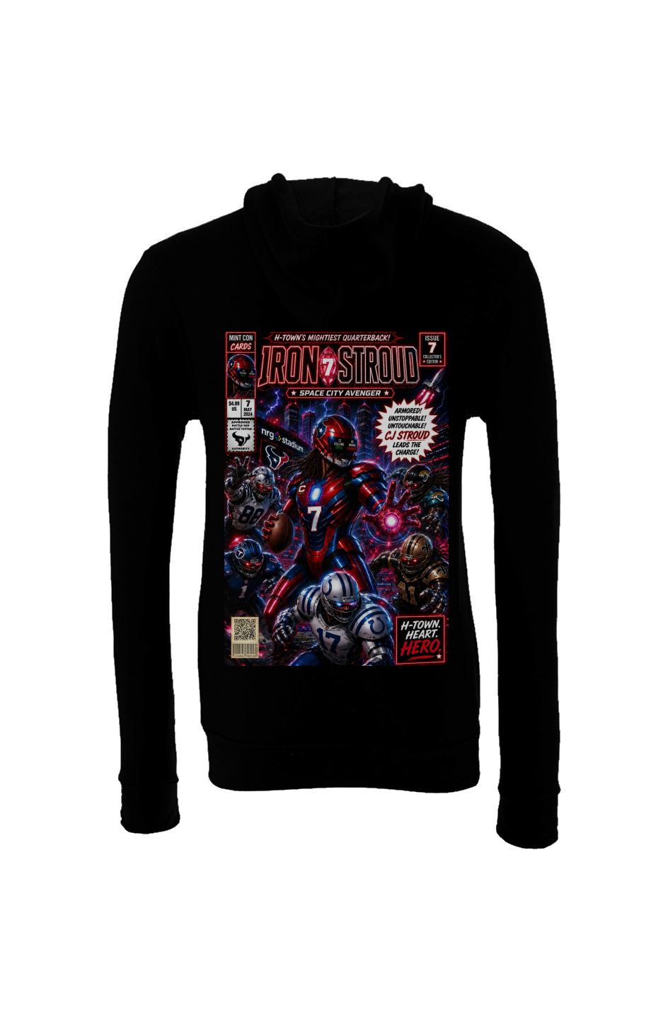 C.J. Stroud is Iron Man Space Texans Fantasy Football Sponge Fleece Hoodie