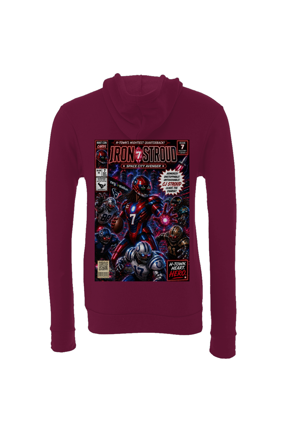 C.J. Stroud is Iron Man Space Texans Fantasy Football Sponge Fleece Hoodie