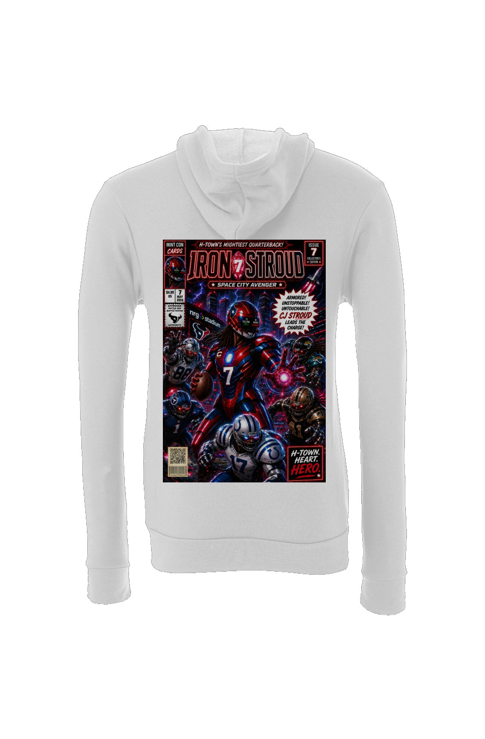 C.J. Stroud is Iron Man Space Texans Fantasy Football Sponge Fleece Hoodie