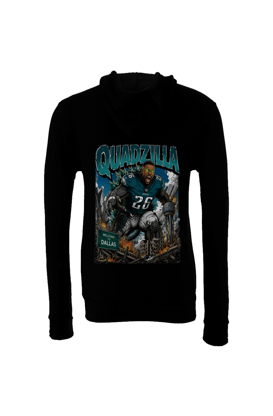 Saquon Barkley is Quadzilla -- Philadelphia Eagles Fantasy Football Sponge Fleece Hoodie