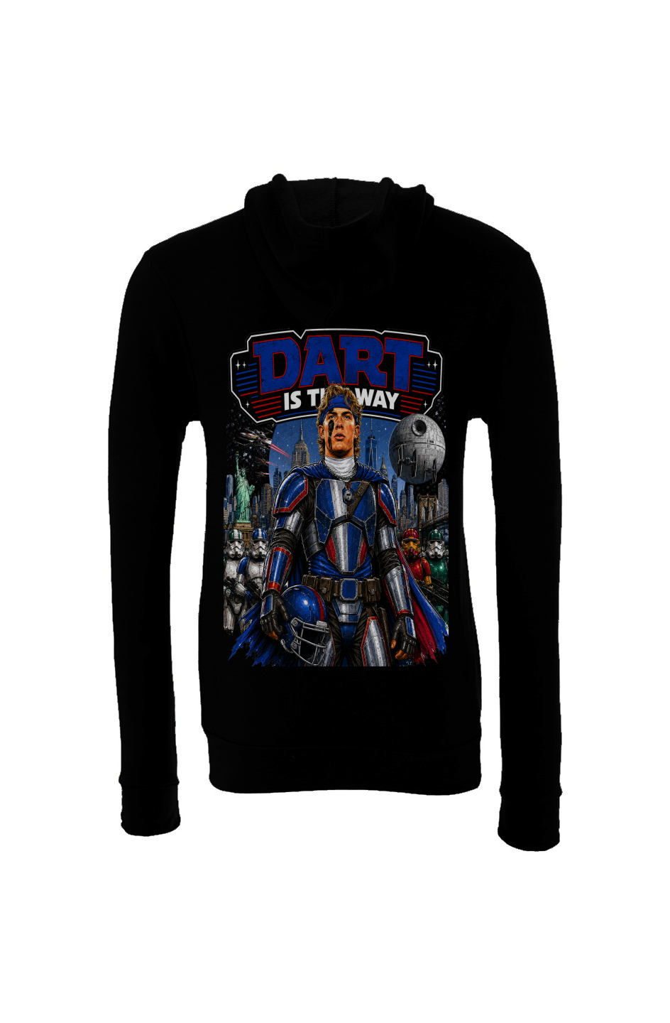 Jaxson Dart is The Mandalorian -- Star Wars Fantasy Football Sponge Fleece Hoodie