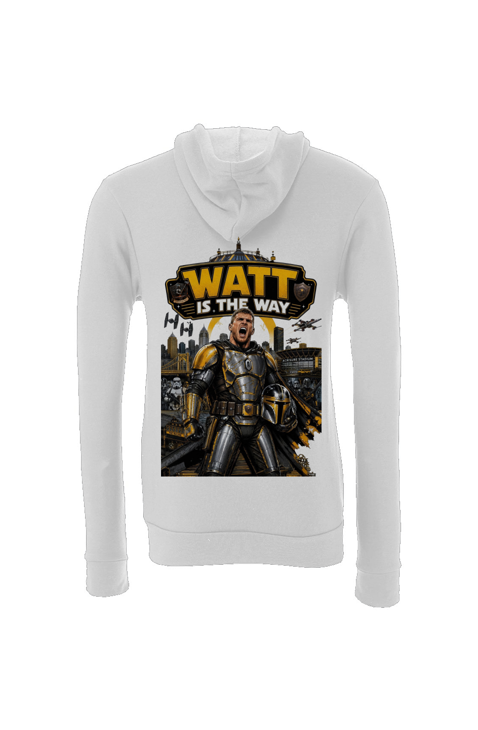 Watt is the Way -- Star Wars Steelers Fantasy Football Sponge Fleece Hoodie 2