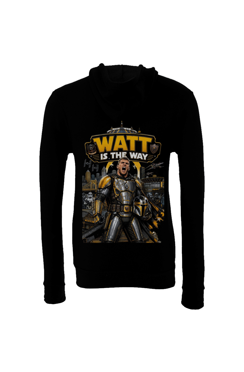 Watt is the Way -- Star Wars Steelers Fantasy Football Sponge Fleece Hoodie 2