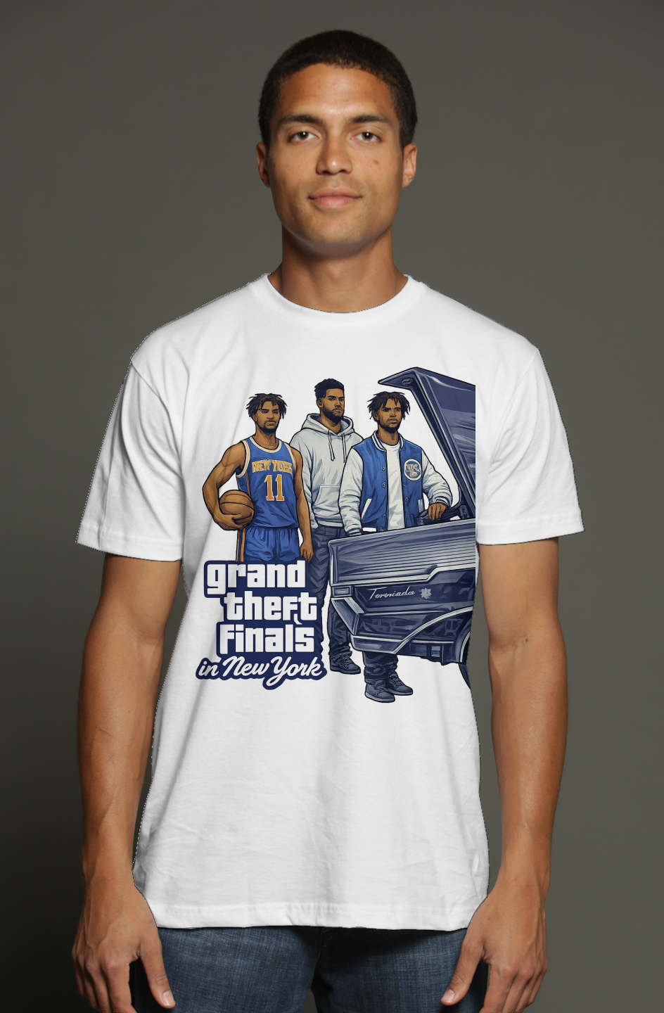 Brunson, KAT & OG Anunoby GTA Ballers – Knicks Trio Grand Theft Finals Edition triblend t shirt