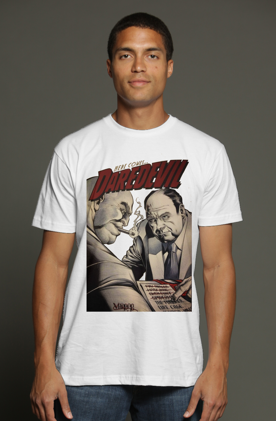Daredevil x Kingpin Marvel Sopranos Sit-Down triblend t shirt