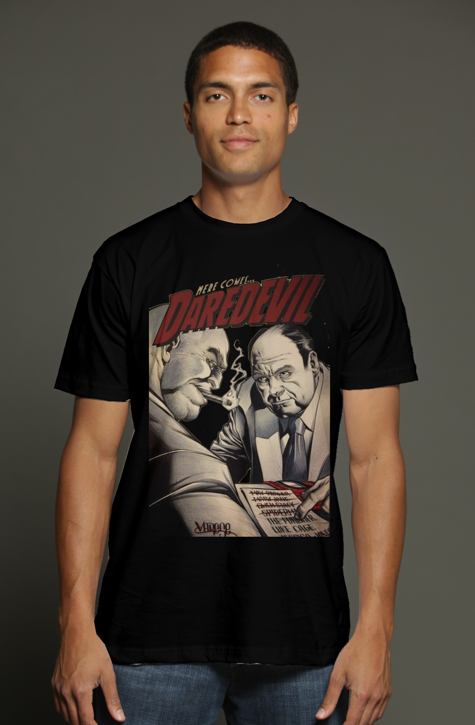 Daredevil x Kingpin Marvel Sopranos Sit-Down triblend t shirt