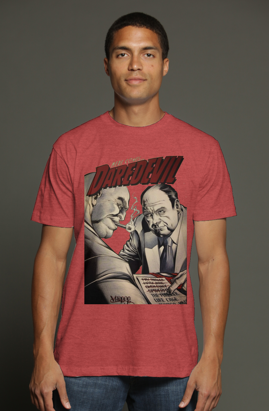 Daredevil x Kingpin Marvel Sopranos Sit-Down triblend t shirt