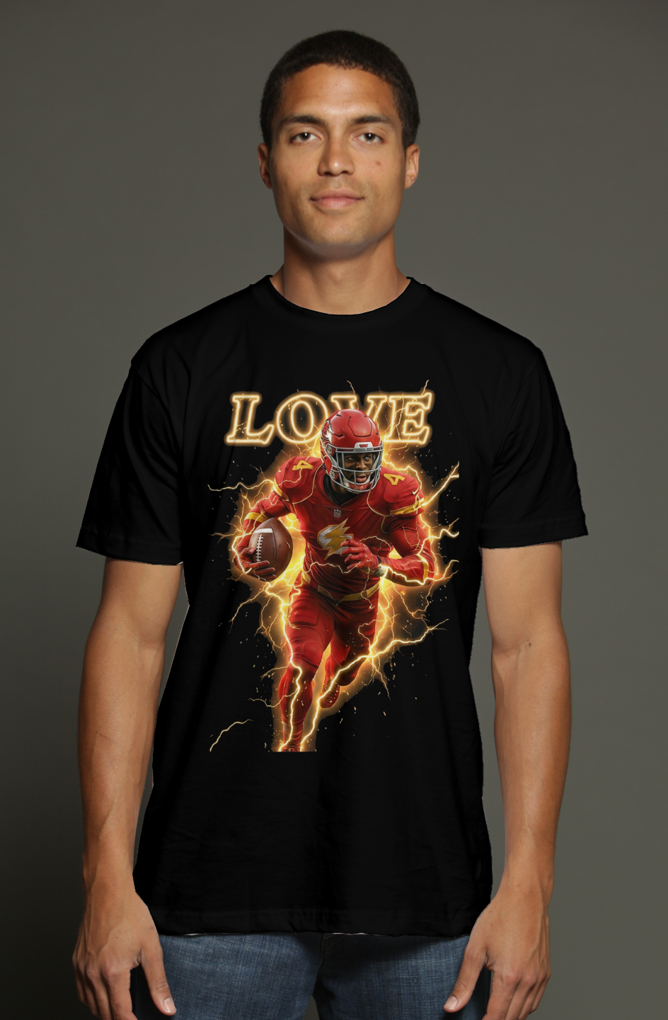 Jeremiyah Love The Flash Marvel Fantasy Football triblend t shirt