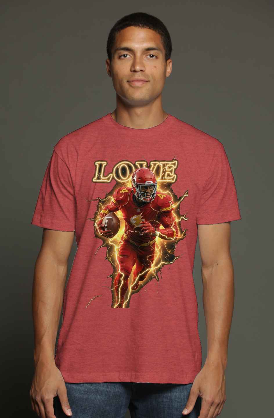 Jeremiyah Love The Flash Marvel Fantasy Football triblend t shirt