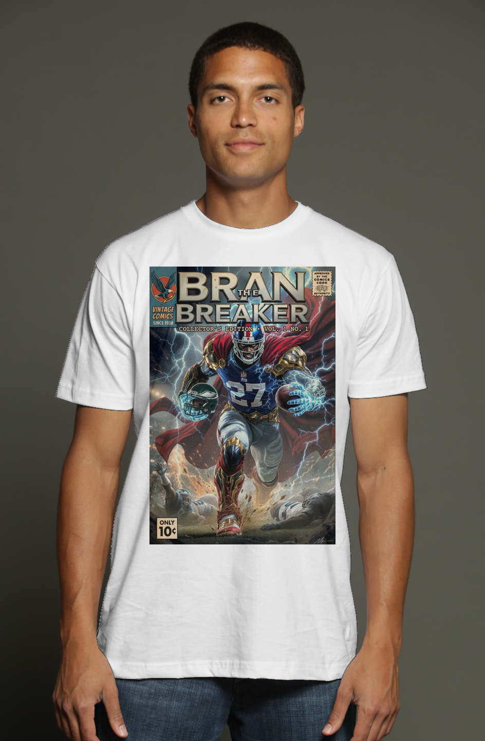 Bran the Breaker -- Brandon Jacobs Marvel Fantasy Football triblend t shirt
