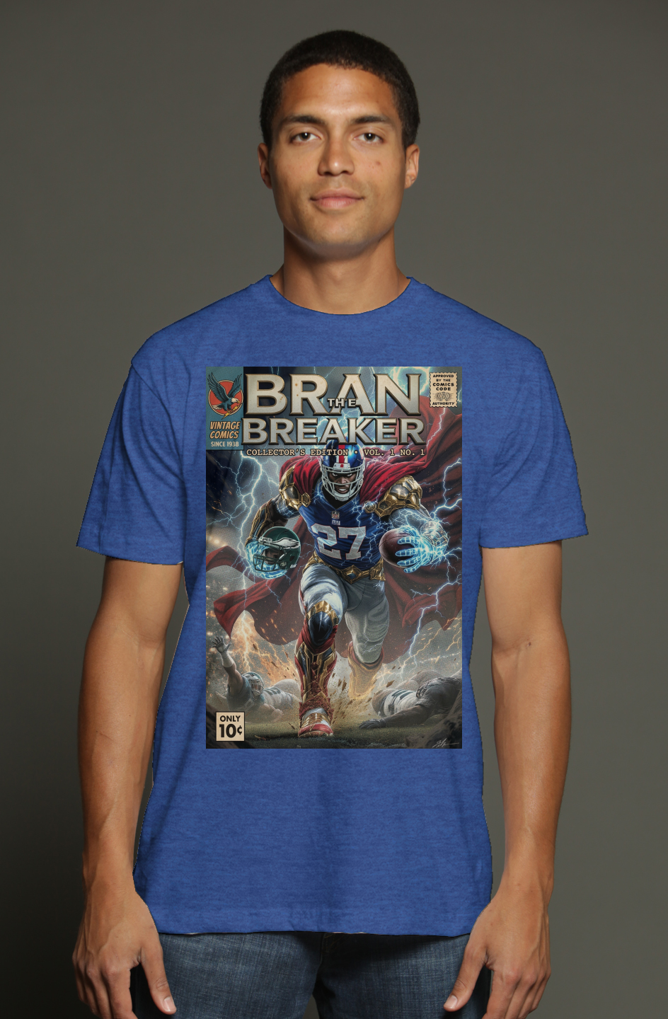 Bran the Breaker -- Brandon Jacobs Marvel Fantasy Football triblend t shirt