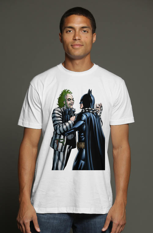 Batman vs. Beetlejuice Burtonverse Fantasy Mashup triblend t shirt
