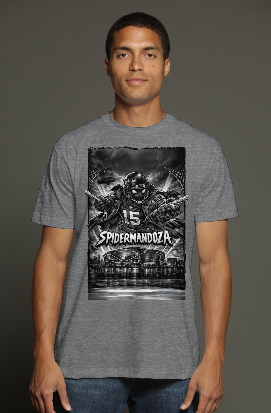 Spidermandoza Fernando Mendoza Las Vegas Raiders Fantasy Football triblend t shirt
