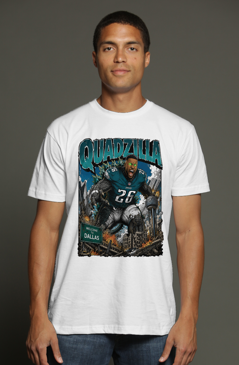 Saquon Barkley is Quadzilla -- Philadelphia Eagles Fantasy Football triblend t shirt