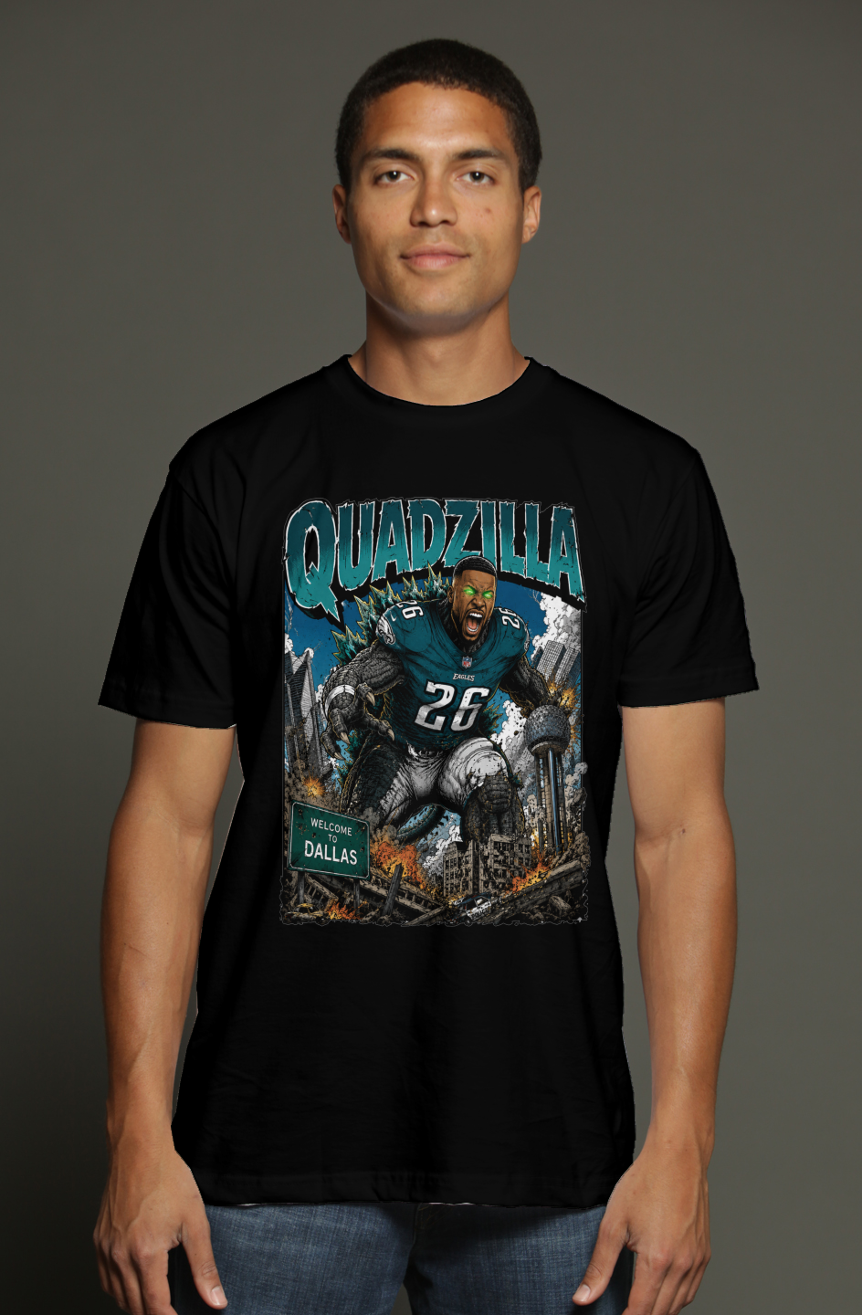 Saquon Barkley is Quadzilla -- Philadelphia Eagles Fantasy Football triblend t shirt