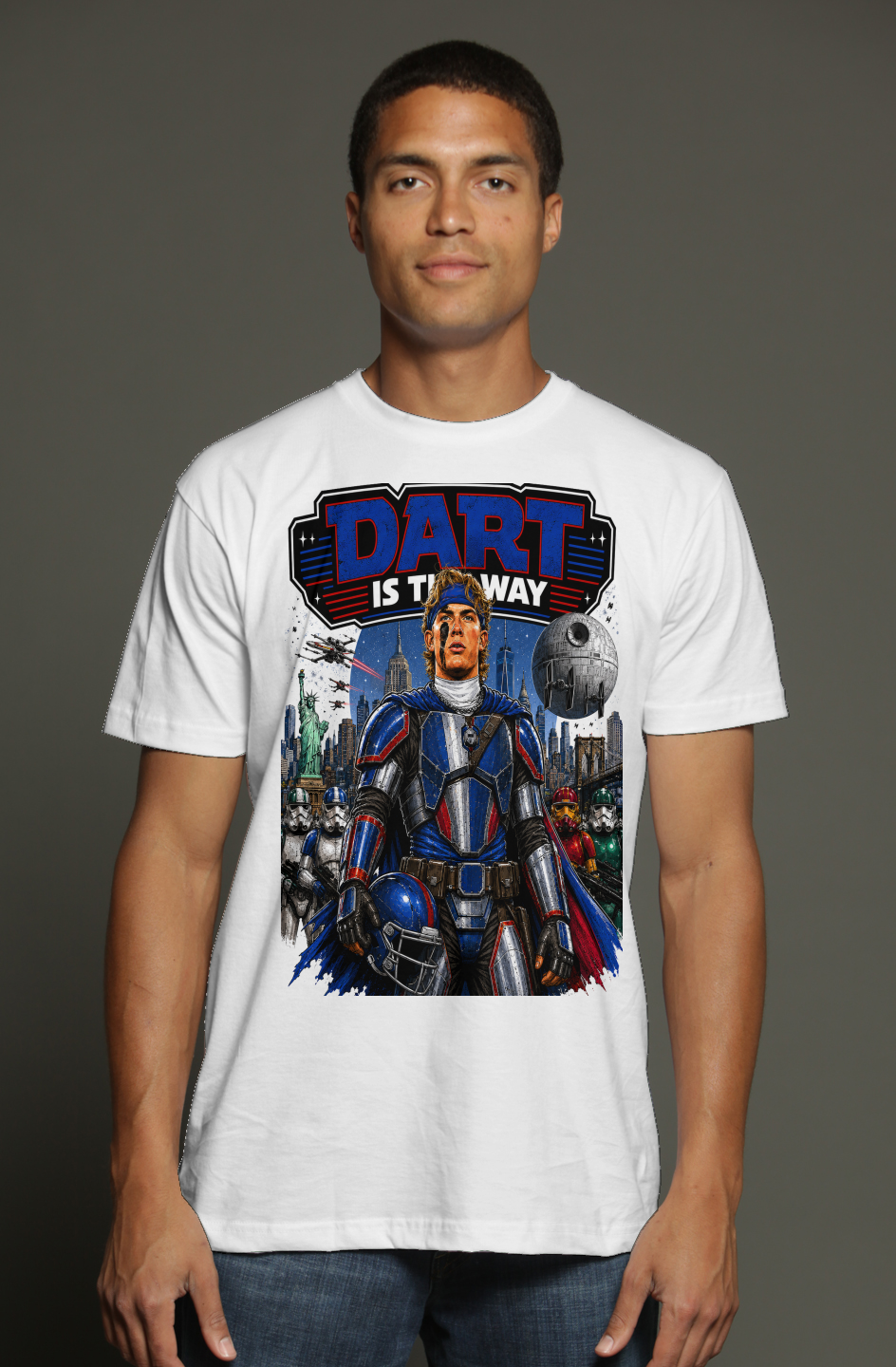 Jaxson Dart is The Mandalorian -- Star Wars Fantasy Football triblend t shirt