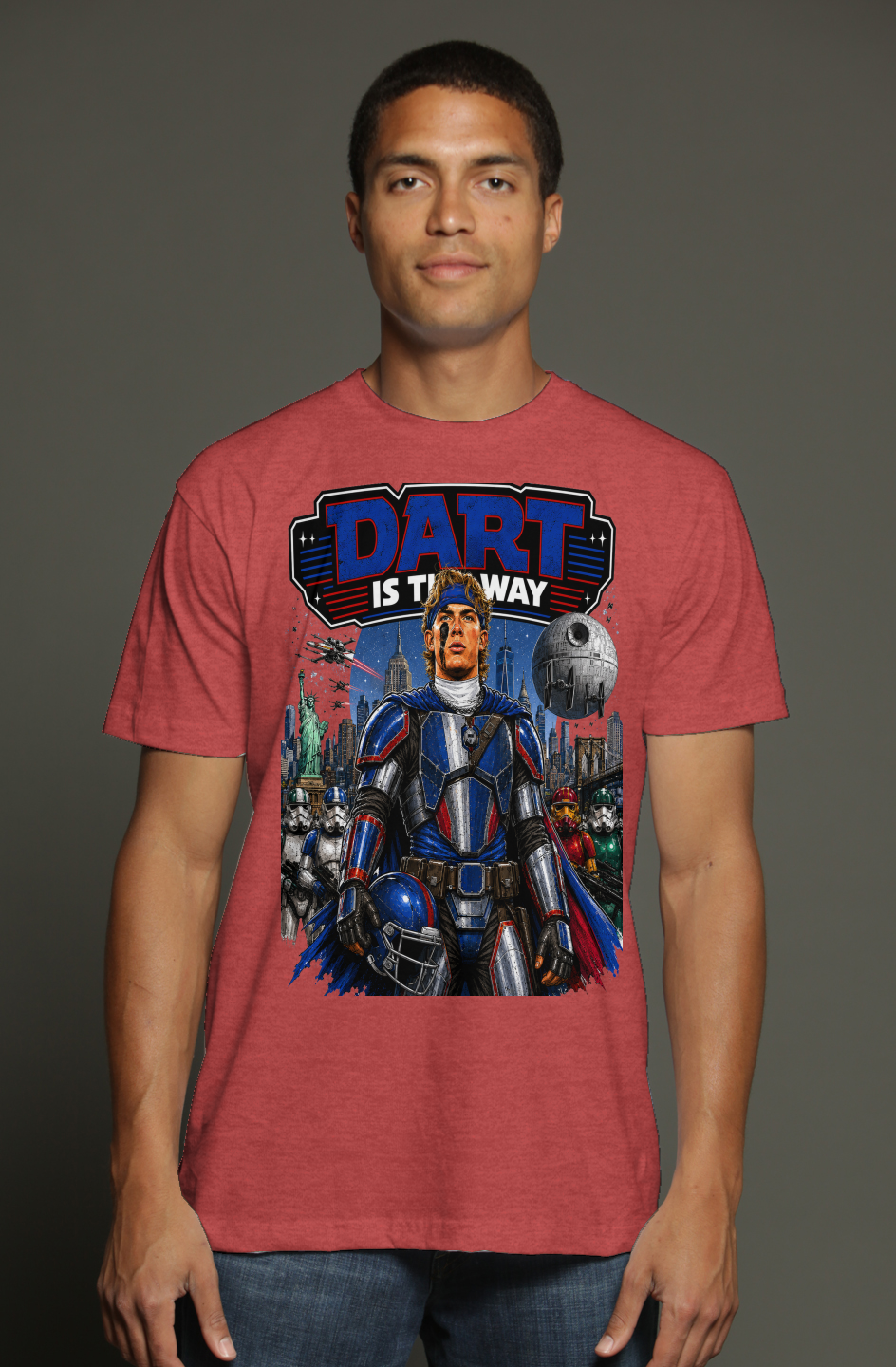 Jaxson Dart is The Mandalorian -- Star Wars Fantasy Football triblend t shirt