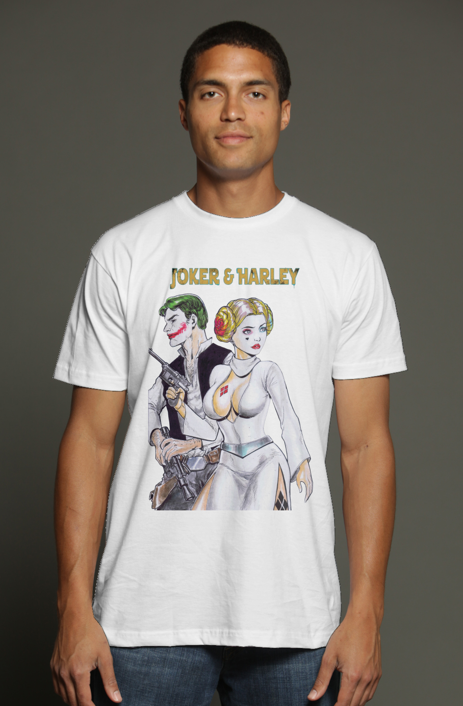 Joker & Harley Do Star Wars -- Batman Fantasy triblend t shirt
