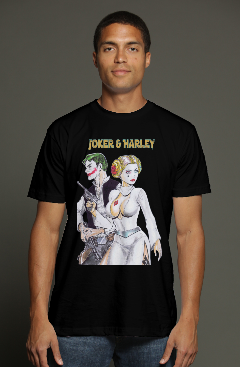 Joker & Harley Do Star Wars -- Batman Fantasy triblend t shirt