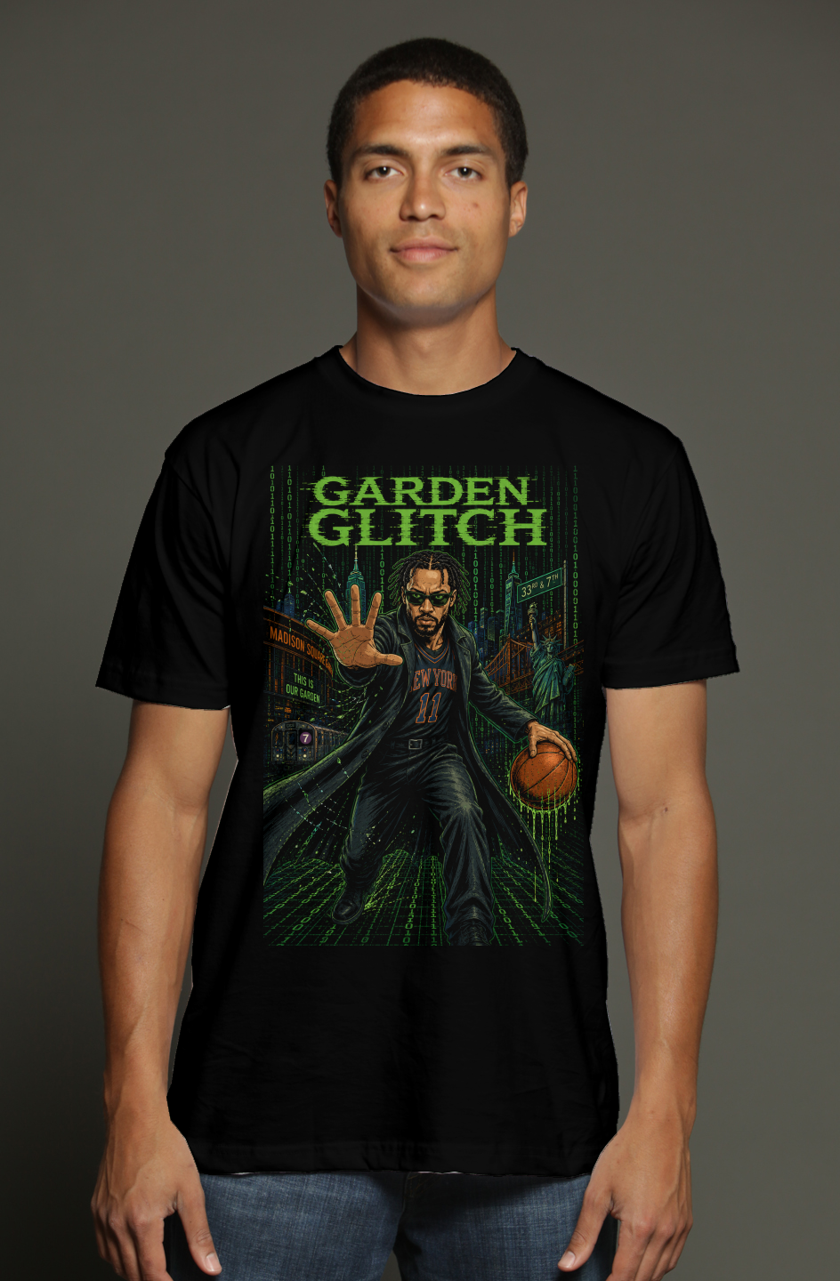 Jalen Brunson in The Matrix | NY Knicks Fantasy Basketball triblend t shirt