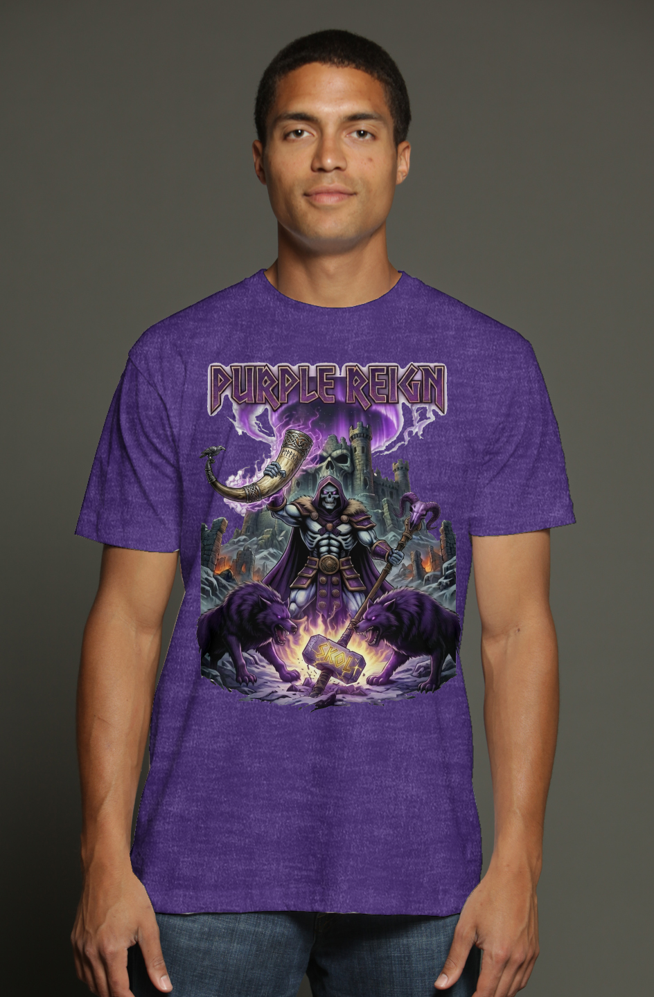 Skeletor Purple Reign Minnesota Vikings | Masters of the Universe triblend t shirt