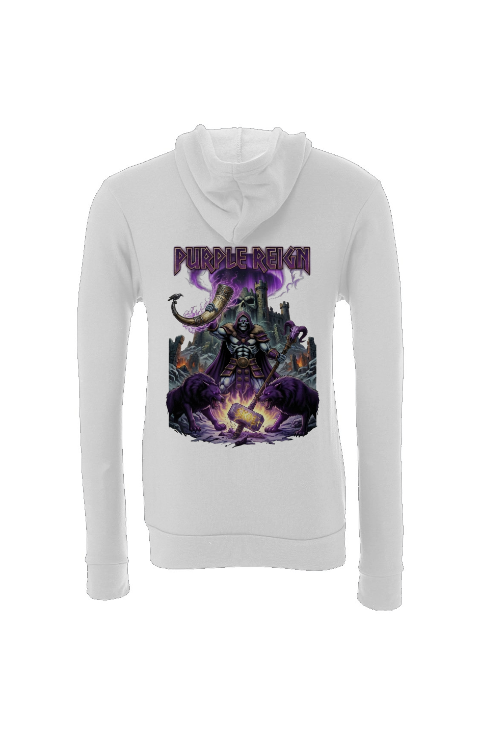 Skeletor Purple Reign Minnesota Vikings Hoodie | Masters of the Universe Full-Zip Sponge Fleece