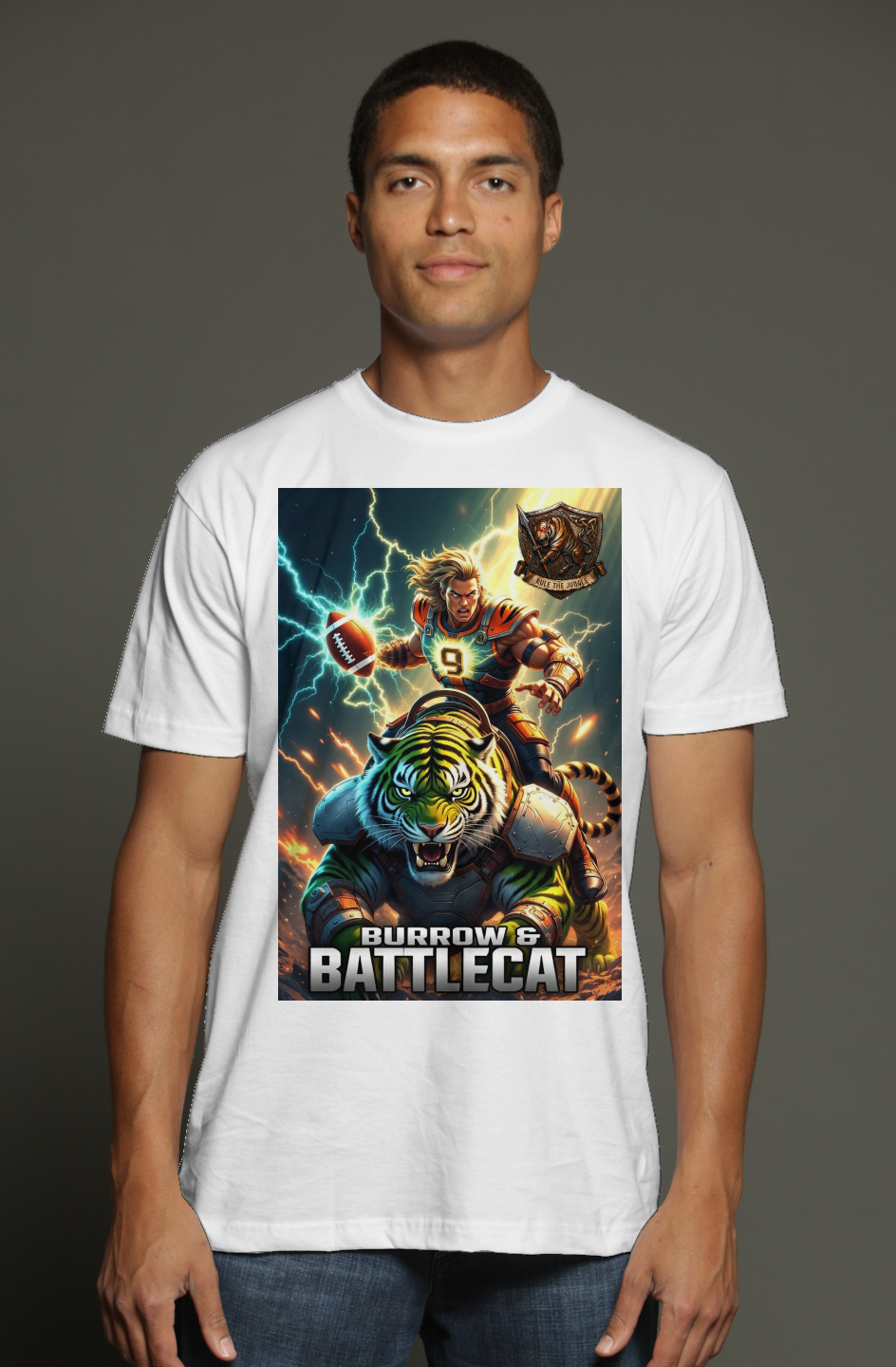 Burrow & Battlecat | Masters of the Universe Fantasy Bengals triblend t shirt