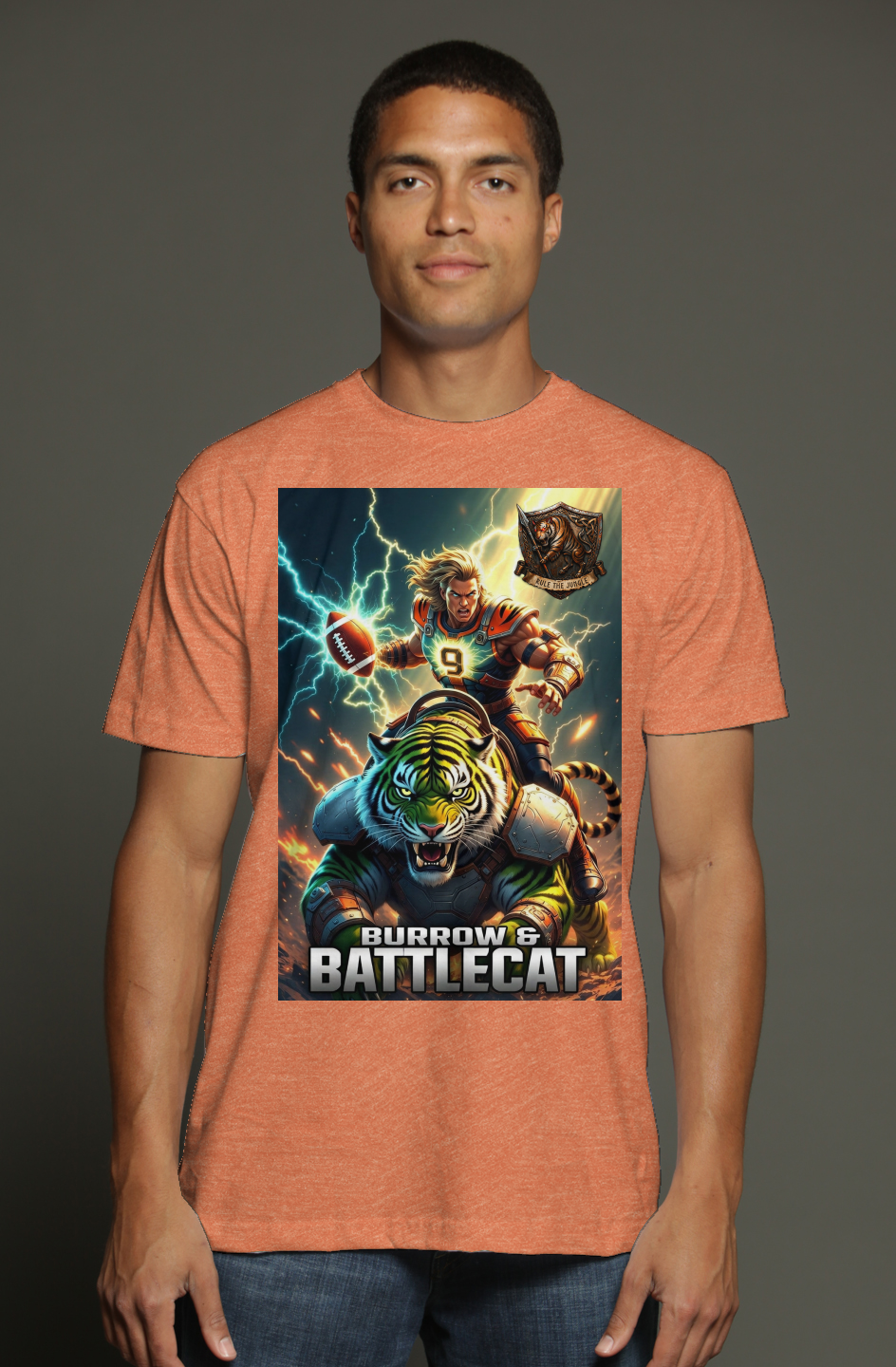 Burrow & Battlecat | Masters of the Universe Fantasy Bengals triblend t shirt