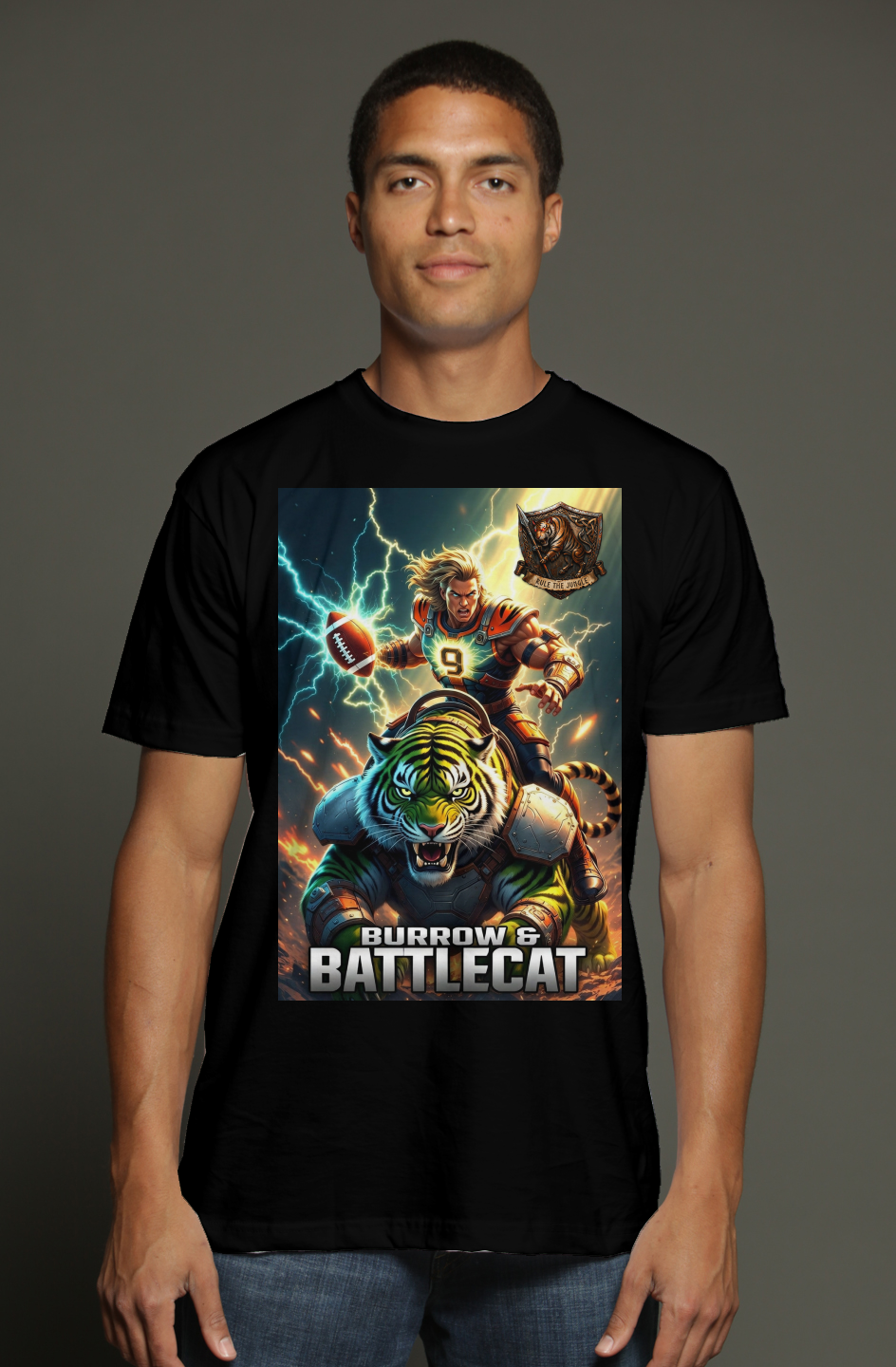 Burrow & Battlecat | Masters of the Universe Fantasy Bengals triblend t shirt
