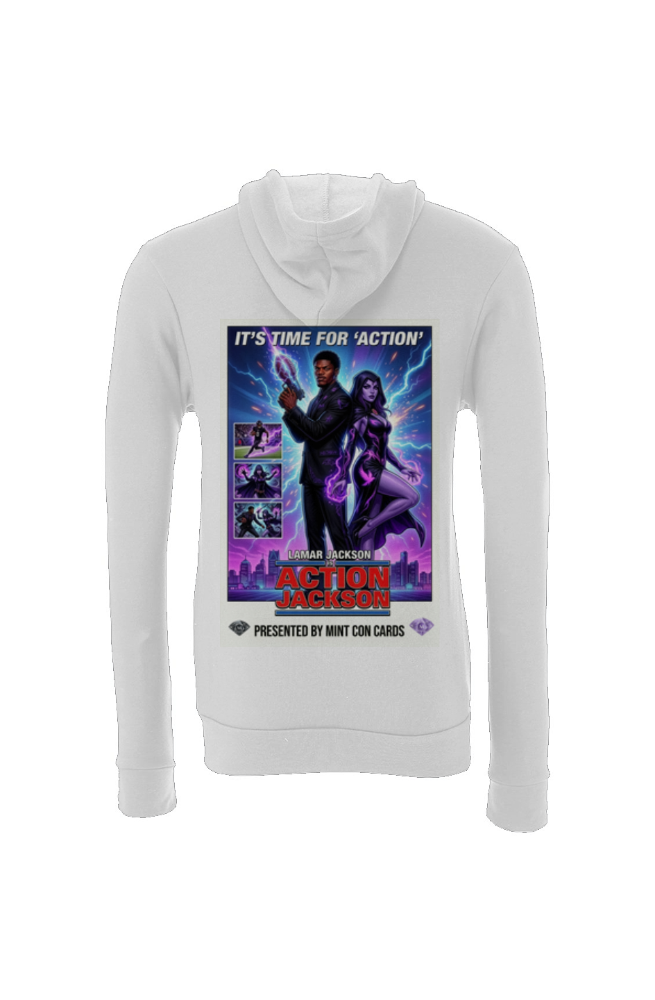 Lamar Action Jackson #3 -- Baltimore Ravens Fantasy Football Sponge Fleece Hoodie