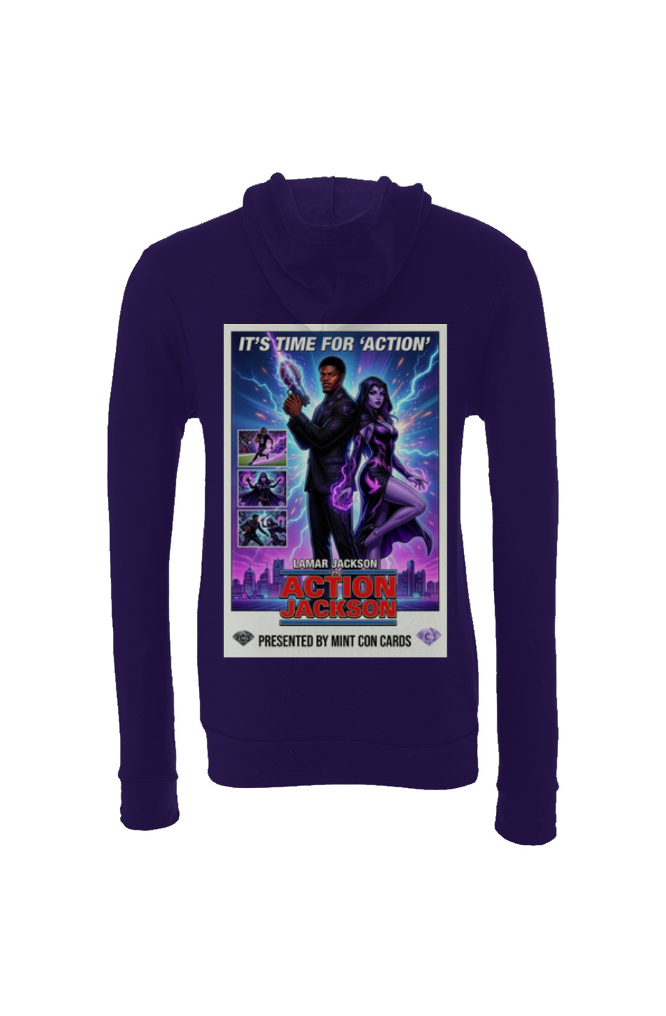 Lamar Action Jackson #3 -- Baltimore Ravens Fantasy Football Sponge Fleece Hoodie
