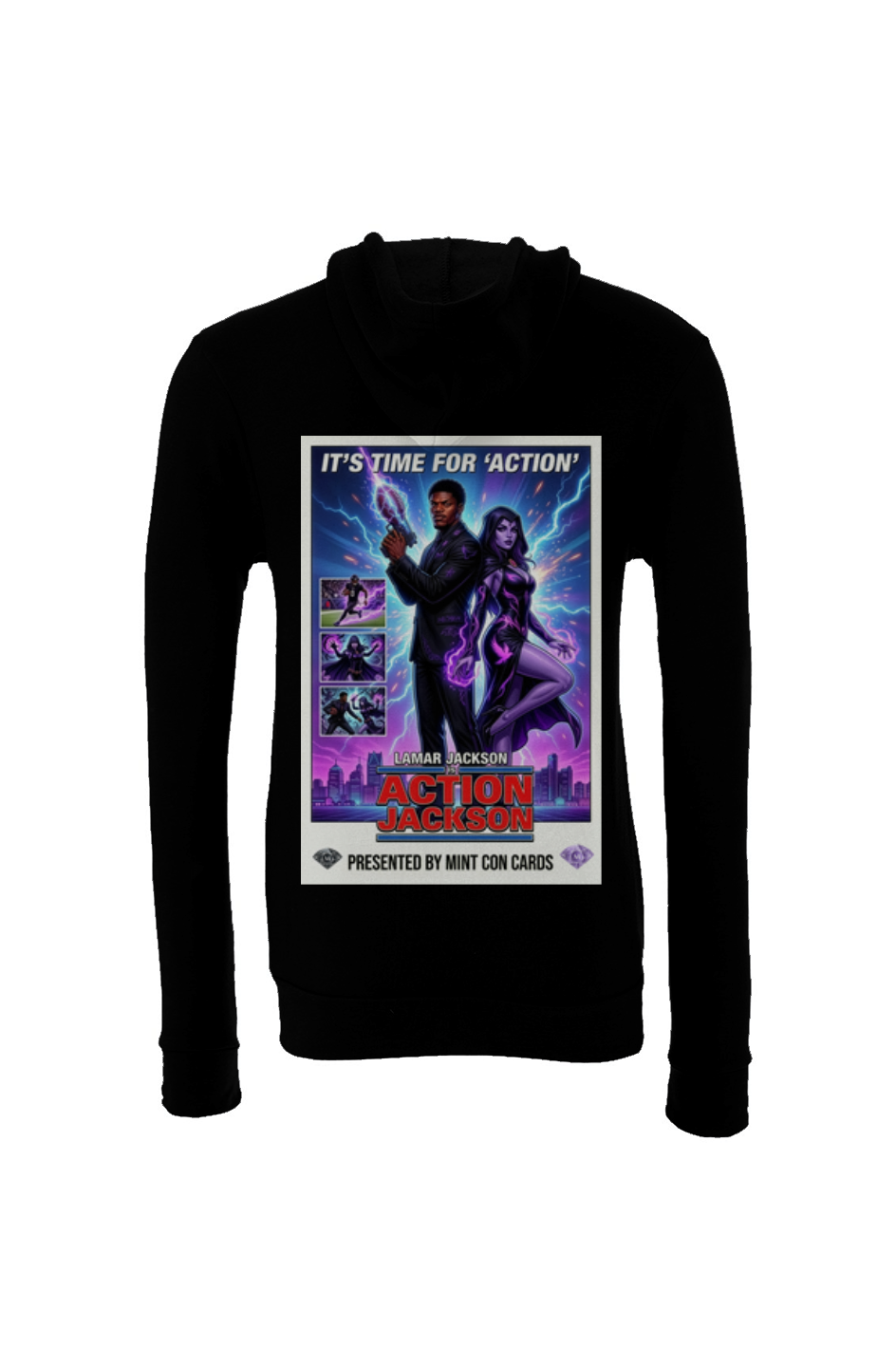 Lamar Action Jackson #3 -- Baltimore Ravens Fantasy Football Sponge Fleece Hoodie