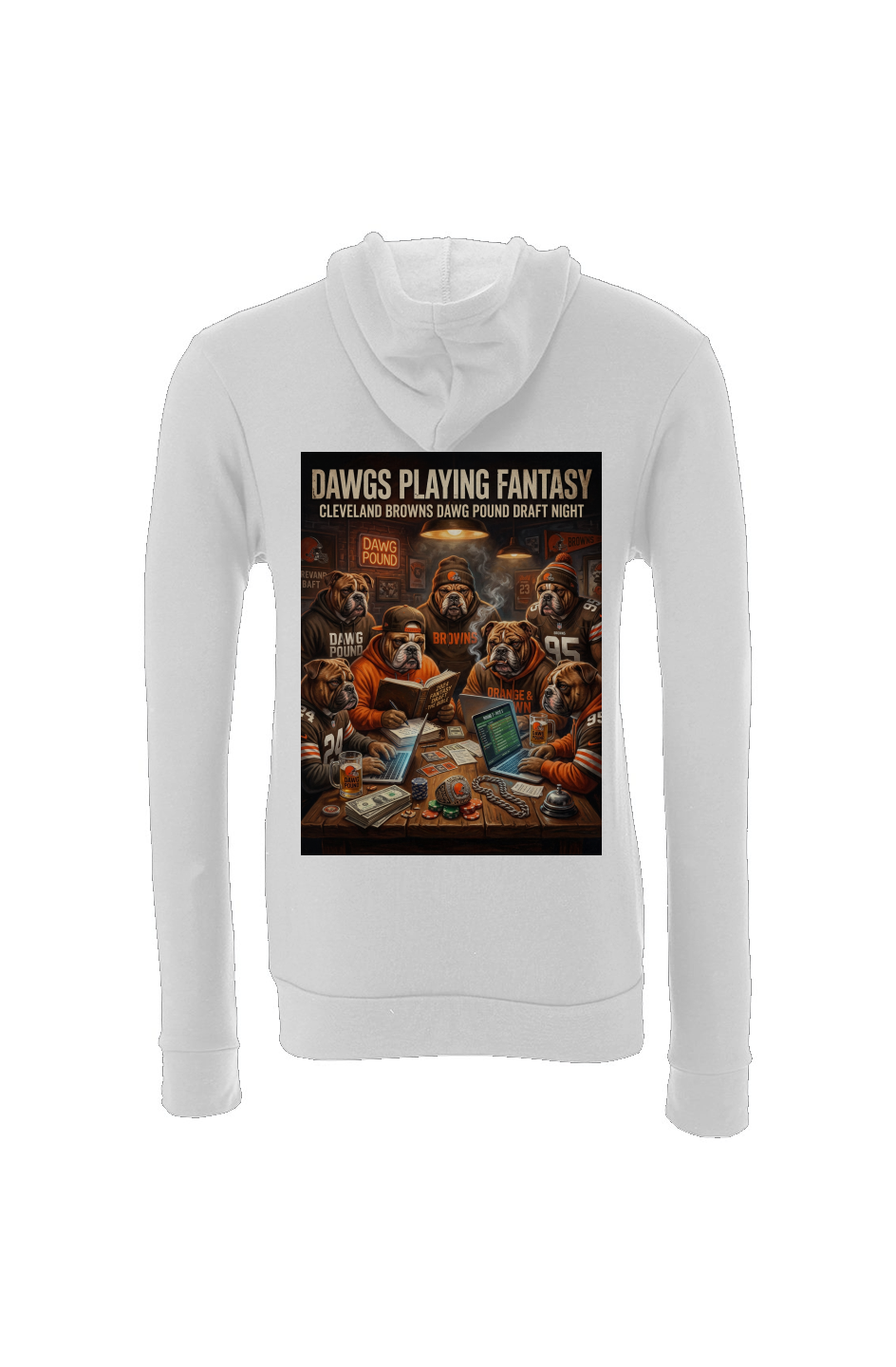 Dawg Pound Draft Party 2 - Cleveland Browns Fantasy Football Sponge Fleece Full Zip Hoodie