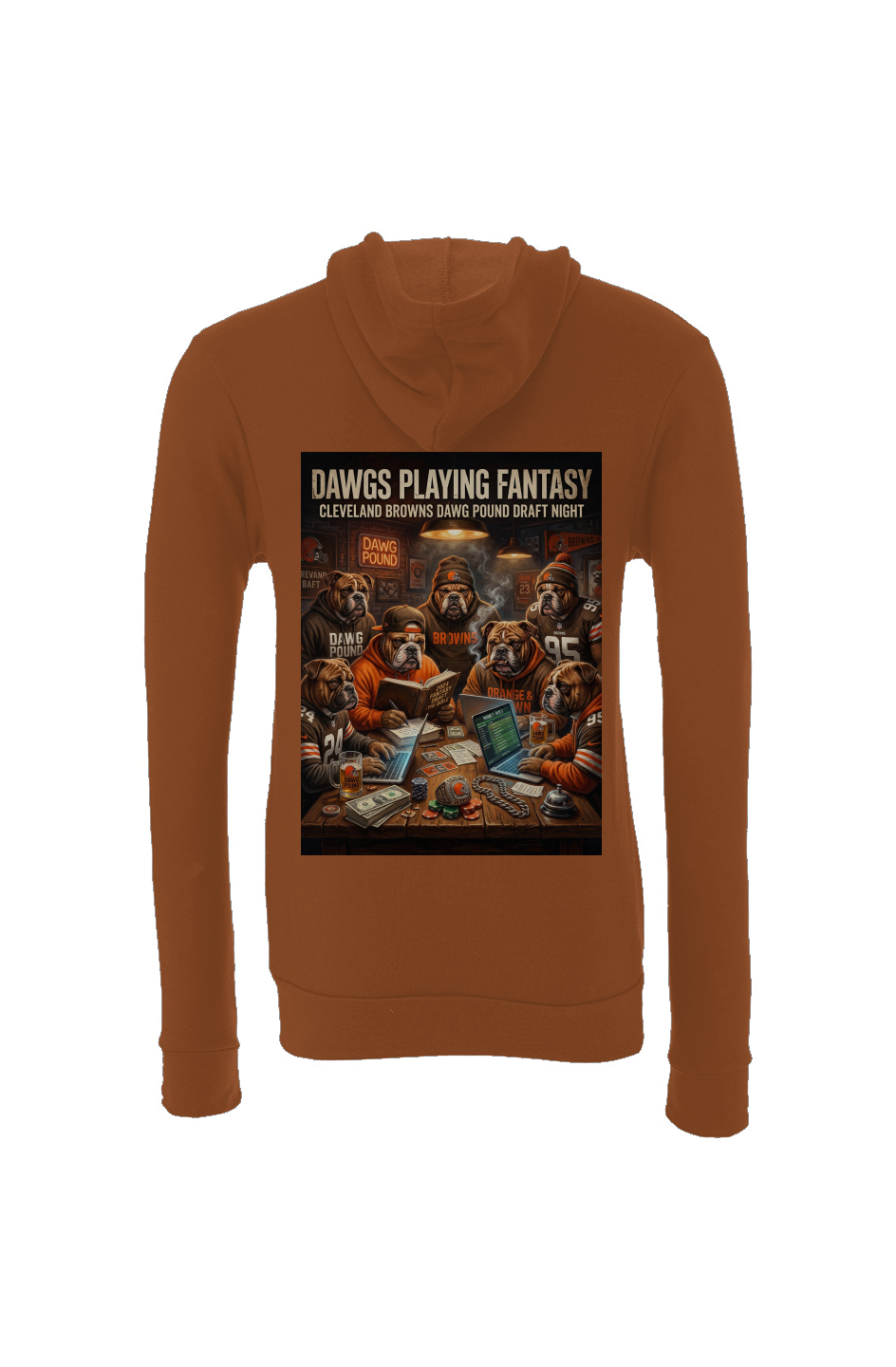 Dawg Pound Draft Party 2 - Cleveland Browns Fantasy Football Sponge Fleece Full Zip Hoodie