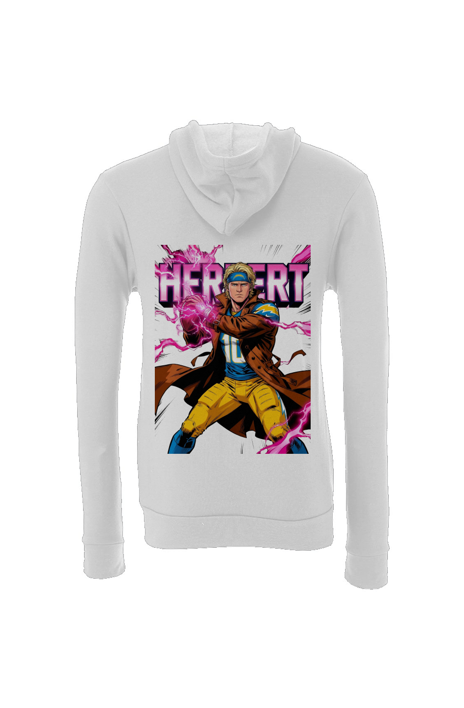 Justin Herbert is Gambit 2 - LA Chargers Fantasy Football Sponge Fleece Full Zip Hoodie