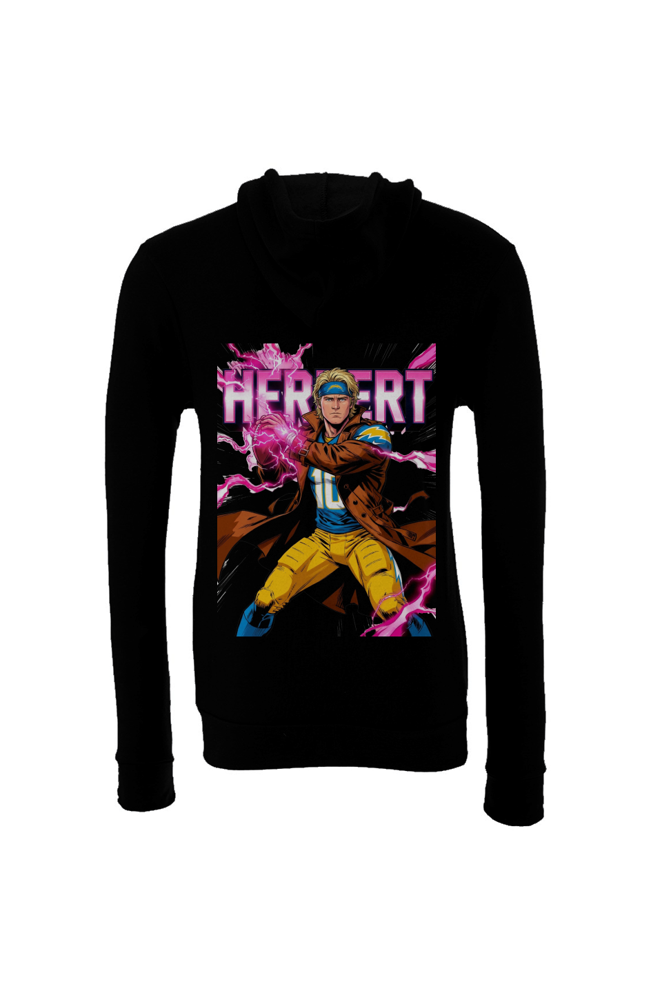 Justin Herbert is Gambit 2 - LA Chargers Fantasy Football Sponge Fleece Full Zip Hoodie