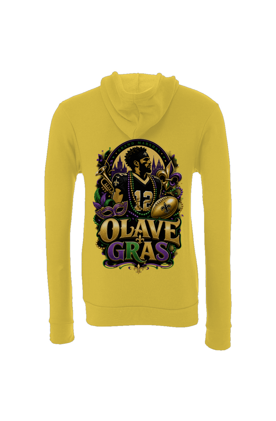 Chris Olave - Mardi Gras New Orleans Saints Fantasy Football Sponge Fleece Hoodie