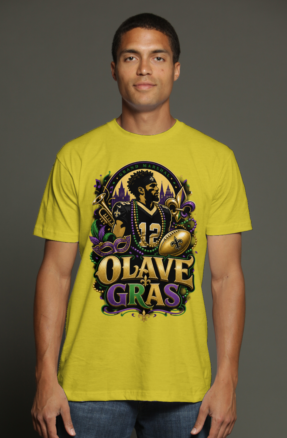 Chris Olave - Mardi Gras New Orleans Saints Fantasy Football triblend t shirt