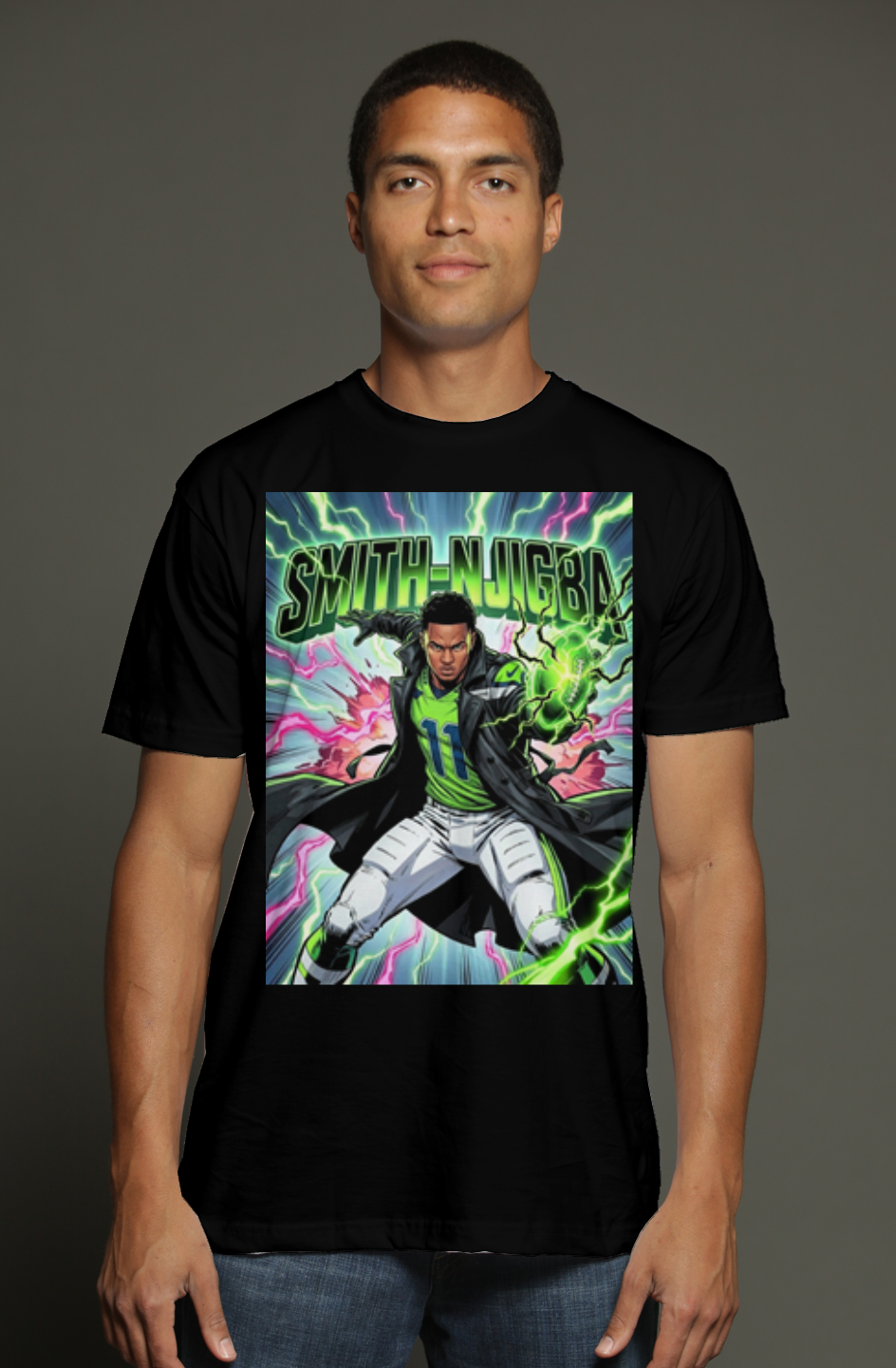 Jaxson Smith Njigba is Black Lightning Seattle Seahawks Fantasy Football triblend t shirt