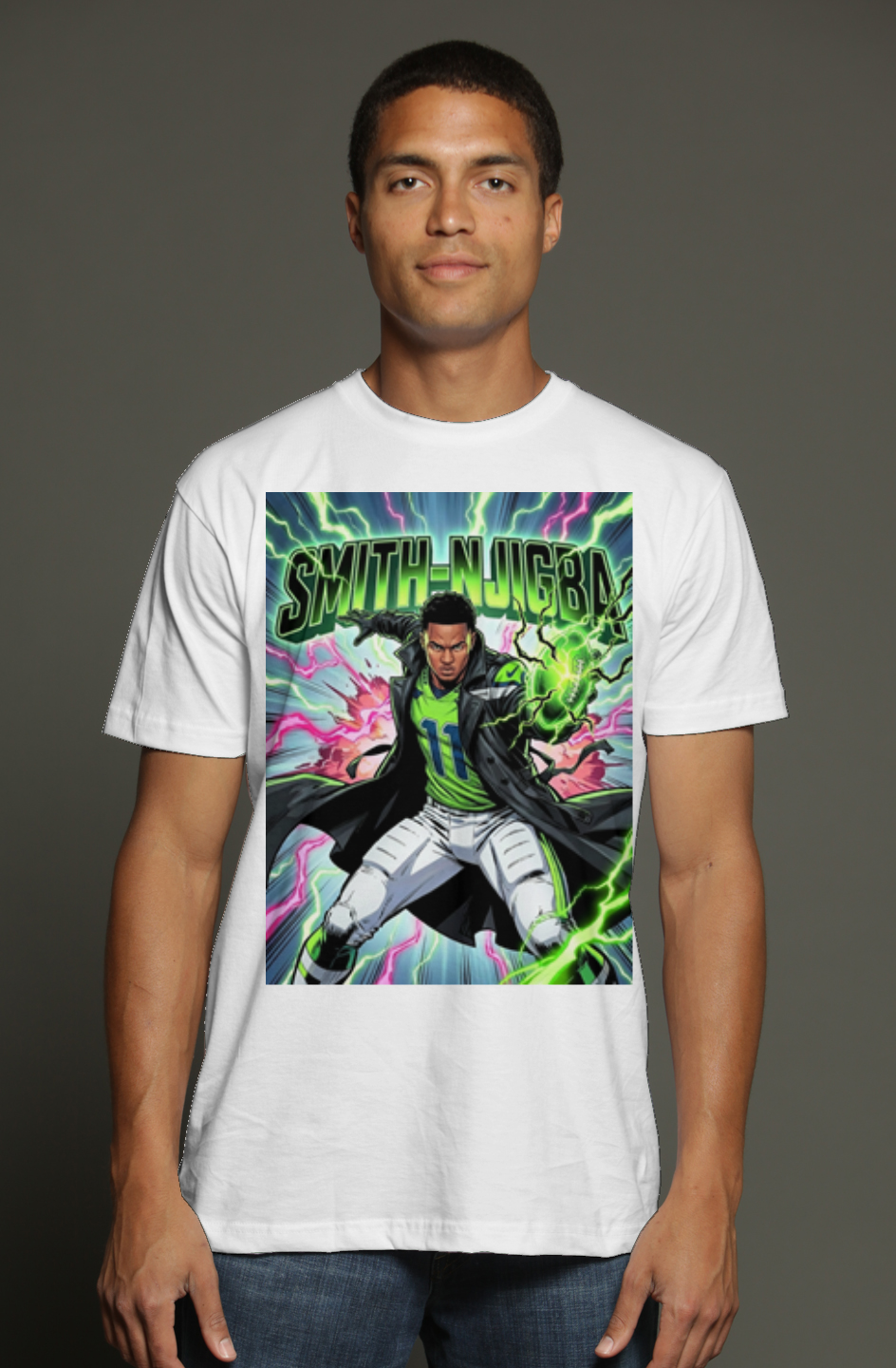 Jaxson Smith Njigba is Black Lightning Seattle Seahawks Fantasy Football triblend t shirt