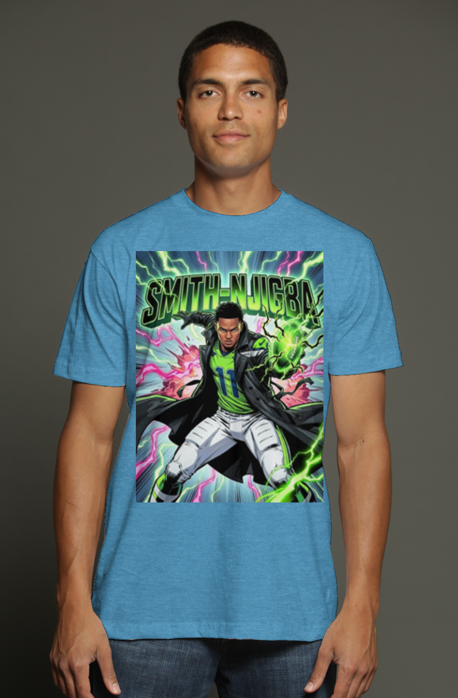 Jaxson Smith Njigba is Black Lightning Seattle Seahawks Fantasy Football triblend t shirt